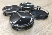 4 x Alloy Wheel Centre Caps 75mm for Mercedes Benz New Black Gloss