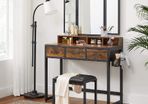 Industrial design, vintage 3piece folding mirror.Dressing table  with padded stool