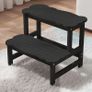 Kids Step Stool for Bathroom  Wodden Two Step Stools 300 lbs Capacity with Safety Non-Slip Pads - Cute Toddler Step Stool for Toilet Bathroom Sink (Black) Image 2