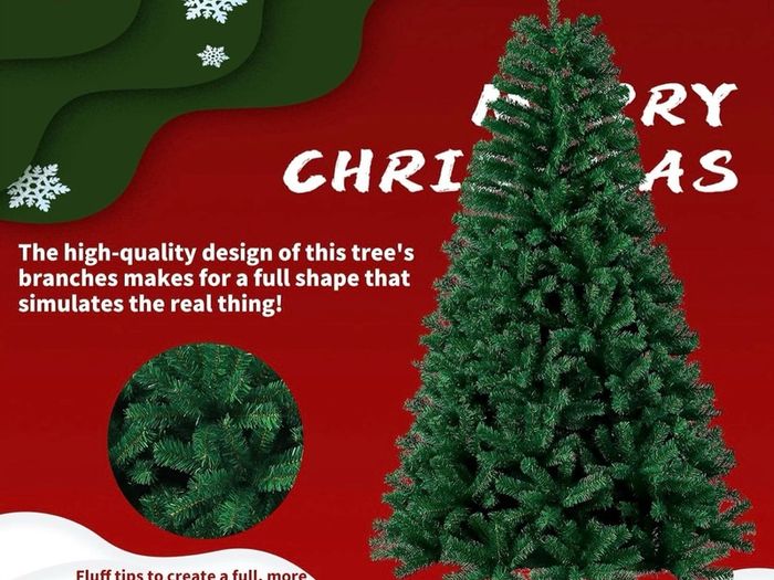 7ft Premium Christmas Tree 1432 Branch Tips Green Xmas Trees Bushy Artificial Christmas Tree Pine Tree with Metal Stand Easy to Assemble Realistic Spruce Branches Christmas Tree for Indoor and Outdoor
