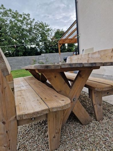 Outdoor Rustic Table with 2 benches