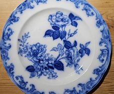 Rare Antique C1887 Wedgwood Flow Blue "Rose and Jessamine" Plate
