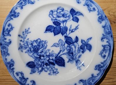 Rare Antique C1887 Wedgwood Flow Blue "Rose and Jessamine" Plate