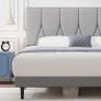 Small Double Bed Frame, Light Grey, Upholstered Wooden Slat Bed Frame with Headboard Image 2