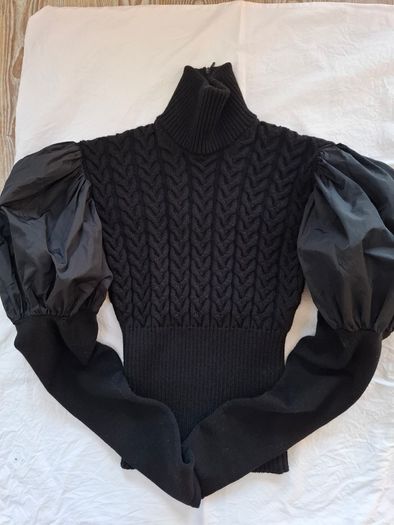 Max Mara turtleneck Sweater with taffeta puff sleeves