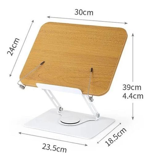 Desktop Reading Stand with 360 Rotating Base - Wooden & Aluminium