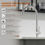 Kitchen Sink Taps Mixer with Single Lever High Arc 360 Swivel, Stainless Steel Kitchen Mixer Taps 1 hole with Chrome Finish, Classic Design[Energy Class A+] Image 4