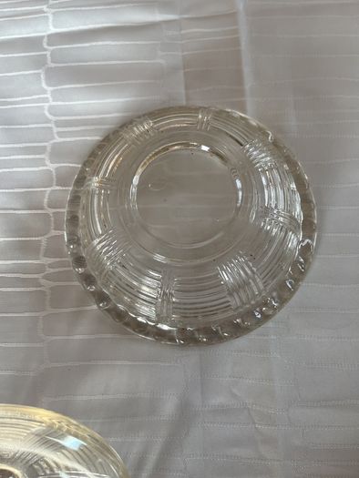 Mid-Century Modern Clear Glass Lidded Sugar Bowl / Candy Dish
