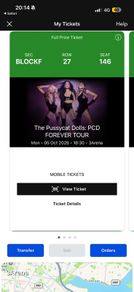 Pussycat Dolls Seated Ticket 3Arena To Sell or To Swap for Standing