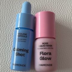 Mamonde Azulene Ampoule calming shot 10ml & Rose liquid mask flora glow 15ml