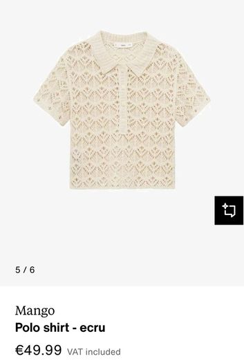 womens top blouse short sleeve crocheted Mango ecru size S brand new