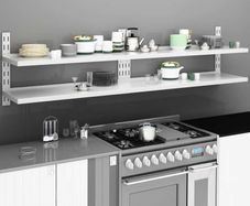 2 Tier Floating Wall Shelves 2 pcs Stainless Steel 240x30 cm