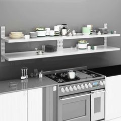 2 Tier Floating Wall Shelves 2 pcs Stainless Steel 240x30 cm