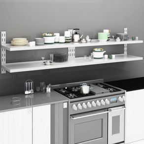 2 Tier Floating Wall Shelves 2 pcs Stainless Steel 240x30 cm