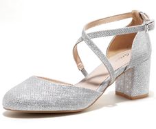 Brand New Women's High Heels Elegant Cross-Strap Pumps Closed Toe - Mid Block Heel