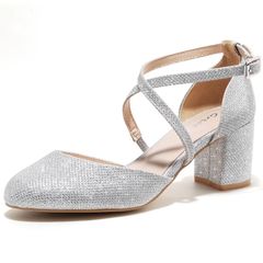 Brand New Women's High Heels Elegant Cross-Strap Pumps Closed Toe - Mid Block Heel