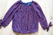 Navy Blouse with hearts  Size 8-12