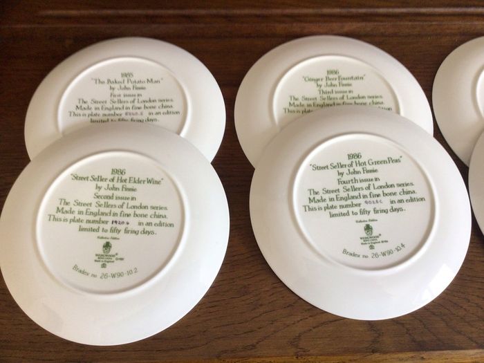 A complete series of decorative collectors plates by Wedgwood " The Street Sellers of London" Victorian style