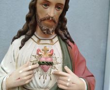 Vintage Chalk Sacred Heart Statue
