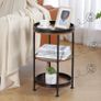 Industrial Nordic End Table, 3-Tier Round Side Table with Storage Shelf Edge Protection Tray, Sturdy Metal Frame Coffee Table Bedside Table for Living Room Bedroom Small Spaces MULTIPLE COLOURS AVAILABLE (FREE POSTAGE) Image 7