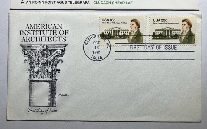Ireland 1981 James Hoban White House Architect FDC Irish & USA Envelopes Stamps