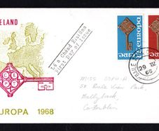 1968 Ireland Europa (CEPT) Commemorative Stamp First Day Cover  showing map of Europe (FDC) with Baile Atha Cliath (Dublin) steele cancel