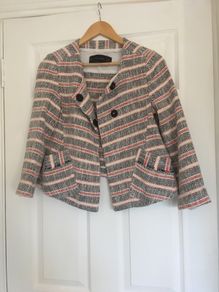 Zara Jacket -- Cream, Red and Navy - Size M