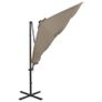 Cantilever Umbrella with Pole and LED Lights Taupe 300 cm Image 6