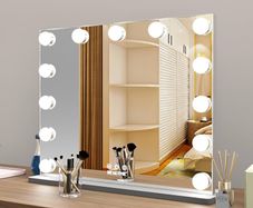 Makeup Mirror with LED Lights,Hollywood Vanity Mirror with 13 Bulbs,3 Color Modes, Touch Screen Control, Hollywood Mirror,Light up Mirror For Bedroom(52x41CM,Silver)