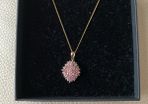 9 Carat Yellow Gold Chain/Pendant with Pink CZ/Diamonds