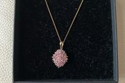 9 Carat Yellow Gold Chain/Pendant with Pink CZ/Diamonds