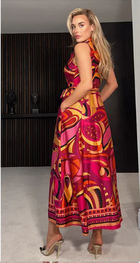Sleeveless Print Shirt Maxi Dress - Size 10