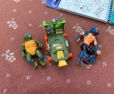 Vintage Teenage Mutant Ninja Turtles Bundle - Shredder, Leonardo & Skateboard (1989/1990)