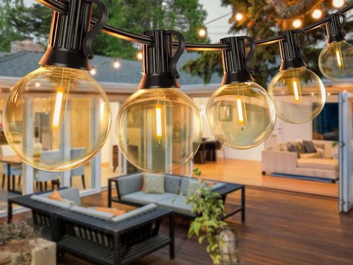 Festoon Lights Outdoor 100FT, G40 LED String Lights Mains Powered with 50+2 Plastic Bulbs,Waterproof Connectable Outdoor String Llights for Garden,Porch, Backyard,Bistro (FREE POSTAGE)