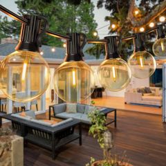 Festoon Lights Outdoor 100FT, G40 LED String Lights Mains Powered with 50+2 Plastic Bulbs,Waterproof Connectable Outdoor String Llights for Garden,Porch, Backyard,Bistro (FREE POSTAGE)