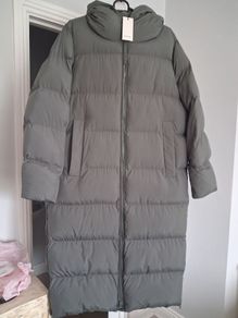 Opus Hubina Longline Puffer Coat - Sage Green - Size 38 UK 12 - BNWT RRP 240
