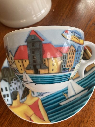 Magda Beneda Hand Painted Cup and Saucer
