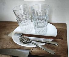 Starter kitchen set - glasses, plates and cutlery