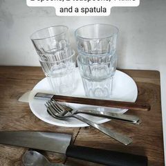 Starter kitchen set - glasses, plates and cutlery