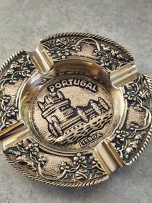 Lisbon Portugal Metal Art Souvenir Personal Ashtray Handhammered Brass Metalware