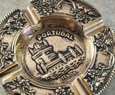 Lisbon Portugal Metal Art Souvenir Personal Ashtray Handhammered Brass Metalware
