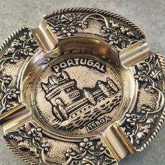 Lisbon Portugal Metal Art Souvenir Personal Ashtray Handhammered Brass Metalware