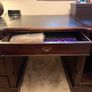 Mahogany & leather desk with drawers Image 6