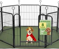 Dog Pen Indoor, 8 Panel Puppy Play Pen with Bottom Mat, High 60cm Heavy Duty Dog Play Pen, Pet Playpen for Puppies, Cats, Rabbits and Other Animals (Black)