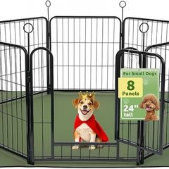 Dog Pen Indoor, 8 Panel Puppy Play Pen with Bottom Mat, High 60cm Heavy Duty Dog Play Pen, Pet Playpen for Puppies, Cats, Rabbits and Other Animals (Black)