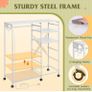 White Chest of Drawers with LED & Charger, Fabric Open Wardrobe 3 Large Drawers & Reversible Coat Hanging Rod &3 Open Shelves & Side Hooks, Lockable Wheels, Height-adjustable Base Shelf Image 4
