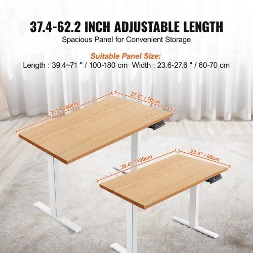 Standing Desk Frame, Adjustable 70-117 cm Height & 95-158 cm Length Electric Stand Up Computer Desk Legs, Ergonomic DIY Workstation Base for Home
