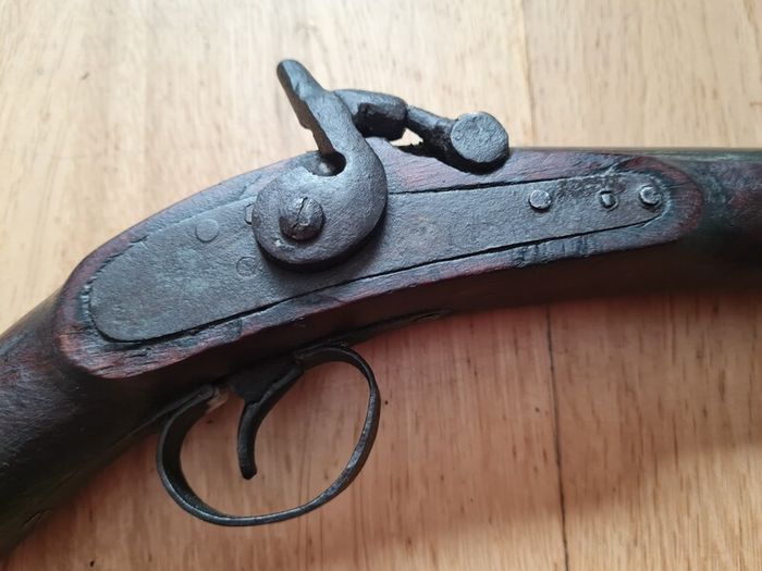 19th Century Antique Percussion Pistol - Blacksmith Made / Colonial Curio