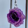 Hybrid Tea Deep Purple Rose Earrings Image 7