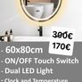 LED Bathroom Mirrors Selection Clock Speakers Bluetooth Demister Antifog Wi-Fi Weather Station Makeup Image 2